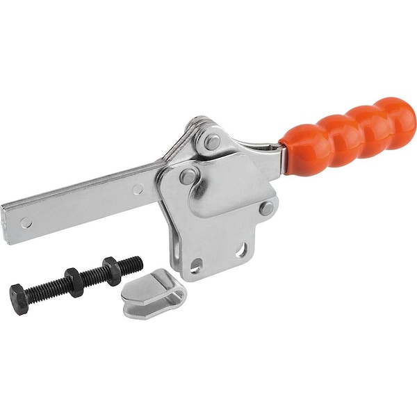 Toggle Clamp Standard Steel, Vertical Foot, Comp:Plastic, Comp:Orange